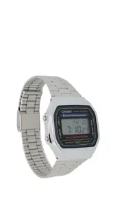 Цифровые часы CASIO A168WA унисекс серебристые — водонепроницаемые, светодиодный дисплей