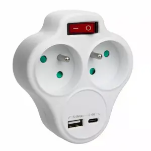 Electrical Dual Socket Splitter MACLEAN MCE336E with 2 USB Ports, Type E