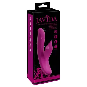 Rabbit vibrator Javida Silicone Pink — rechargeable, 3 motors, 24 cm total, 13.5 cm insertion, Ø 3.6 cm, silicone/ABS