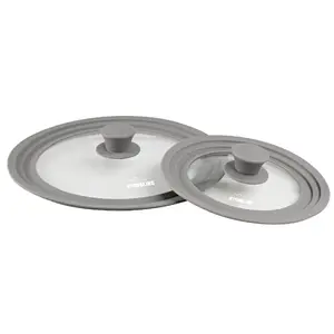 Pan lid set Alexander STONELINE universal glass lids, round, 28 cm, grey silicone rim, transparent glass