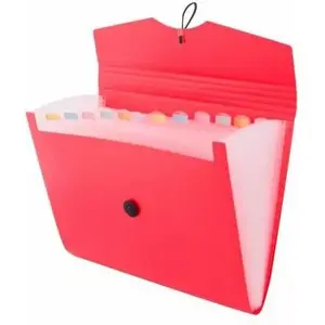 Folder D.Rect A4 with 12 dividers, red – document organizer for A4 papers