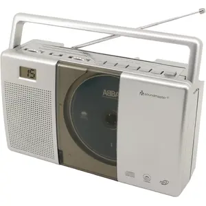 Portable stereo system Soundmaster RCD1185 — Digital FM tuner, CD player, LCD display, 3.5 mm headphone output, grey