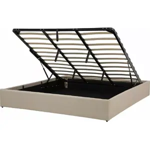 Тканевый кроватный гарнитур с ящиком Shumee DINAN 180 x 200 см бежевый