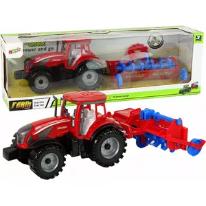 Игрушечный трактор с плугом LEANToys модель 14844 — фрикционный привод, красный