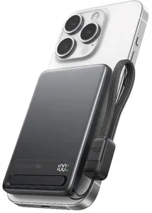 Power Bank INIU MagPro Slim 5K 5000mAh Black — портативais akumulators, magnētiskā bezvadu atbalsta