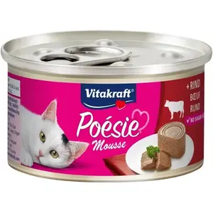 Влажный корм для кошек Vitakraft Poésie Mousse Beef 85 г — порционная муссовая консистенция с говядиной, полнорационный