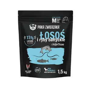Сухой корм для собак PAKA ZWIERZAKA Salmon with Baltic Fish M — для взрослых, 1.5 кг, без зерна, 29% белка