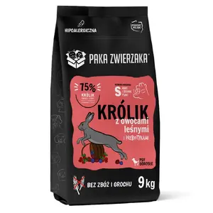 Сухой корм для собак PAKA ZWIERZAKA Rabbit with Forest Fruits — взрослым средним породам 9 кг, 29% белка, 16% жира