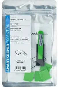 Micro SD port blockers Smartkeeper MSD04PKGN 4-pack with lock key, mini green