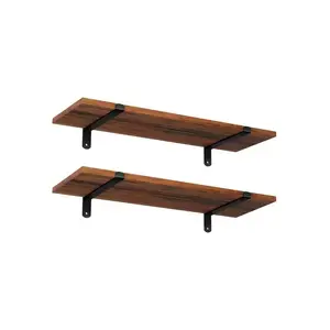 Songmics Wall Mounted Floating Shelves, MDF and Iron, Set of 2