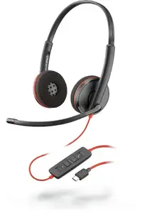Наушной гарнитур HP POLY Blackwire 3225 — проводная USB Type-A, оголовье, для офиса/колл‑центра, 121 г, чёрно‑красный