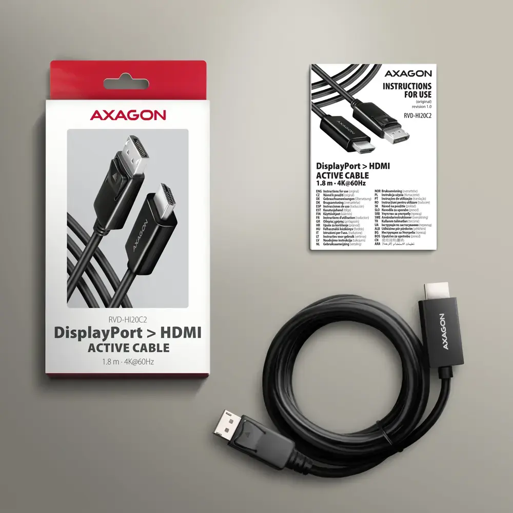 Axagon RVD-HI20C2 DP uz HDMI kabelis Photo 6