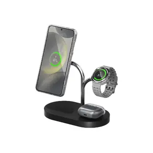 Беспроводное зарядное устройство для мобильных устройств Samsung GP-PWU024WIABW, 15 Вт, USB‑C, чёрно‑серебристое, до 3 устройств