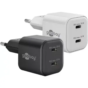 WENTRONIC сетевое зарядное USB-C PD GaN 35 Вт, 2 порта (модель 75334)