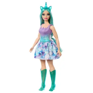 Modes lelle MATTEL Barbie A Touch of Magic Unicorn ar ziliem matiem, 45 cm, audums un plastmasa