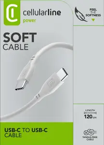 Cellularline Soft USB-C uz USB-C Kabelis Pelēks 1.2 m USBDATASOFTC2CD