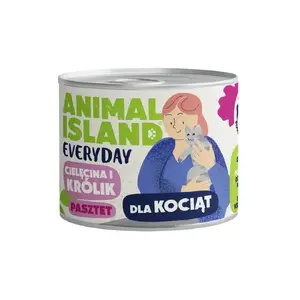 Влажный корм для котят animal island Everyday Телятина и кролик 185 г, период роста, 11,6% белка, 77,3% влаги