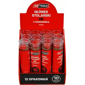 Saldētāja zīmulis AWTools AW29600 HB sarkans kokam, 10 gab. komplekts