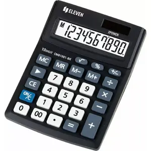 Desktop calculator Eleven CMB1001-BK — 10-digit, dual power (battery LR44/solar), black, 137×102×31 mm