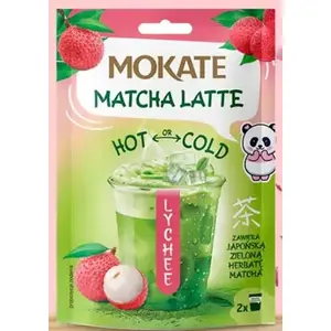 Instant Matcha Latte powder MOKATE Lychee Flavor 40 g, single-serve mix