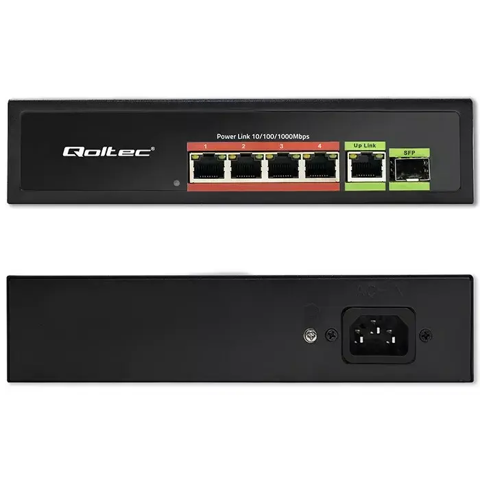 QOLTEC 52296 Ethernet PoE Switch 4x PoE + 1x Uplink Photo 7