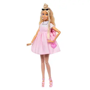 Modes lelle Barbie Deluxe Style Doll #3 Pasteļrozā kleita ar loku