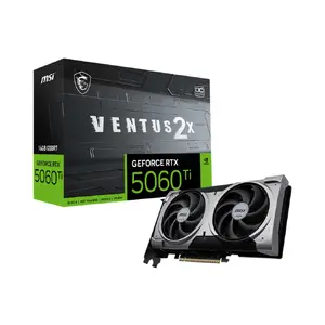 Видеокарта MSI GeForce RTX 5060 Ti 16 ГБ GDDR7, PCIe 5.0, 128‑бит, 2602 МГц boost, 180 Вт, 2 вентилятора