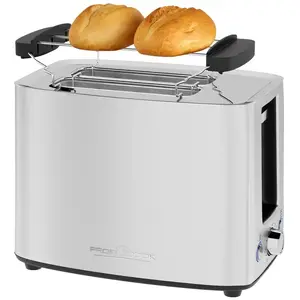 Toaster ProfiCook PC-TA 1279 — 2-slice, 850 W, extra-wide 40 mm slots, stainless steel black/silver