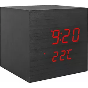 Galda modinātājs LTC LXLTC07 ar LED ekrānu un termometru, kubveida dizains