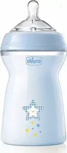 Plastmasas pudelīte CHICCO 330 ml ar silikona knupi 6m+ zila