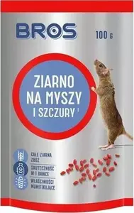 Rodent bait pellet BROS Ziarno na myszy i szczury 100 g — anticoagulant grain bait for mice and rats