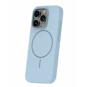 Soft Touch Silicone Case for iPhone 16 Pro by iLike — Magnetic, Light Blue