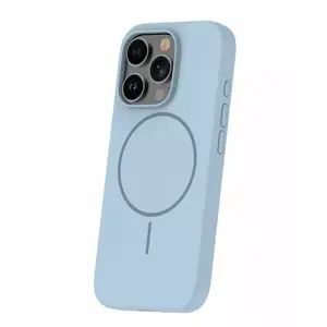 Soft Touch Silicone Case iLike for iPhone 16 Pro Max — Magnetic, Light Blue