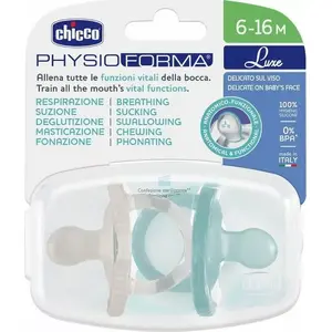 Пустышки Chicco SM.PHYSIO LUXE 6–18 мес. мятные, 2 шт.