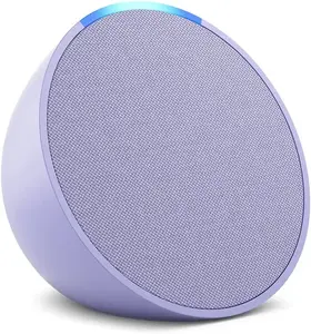 Умная колонка DENVER Amazon Echo Pop Lavender — Alexa, круглая беспроводная колонка, двухдиапазонный Wi‑Fi, 4.95 см динамик, кнопки регулировки громкости