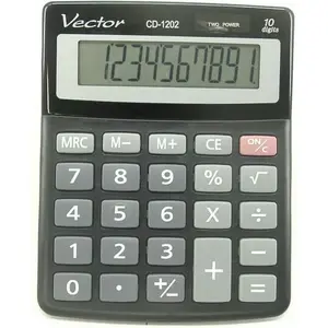 Calculator VECTOR KAV CD-1202 BLK — basic desktop calculator, battery-operated, black