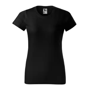 Sieviešu T-krekls MALFINI Basic 134 160 g/m² melns — apaļš kakla izgriezums, īsās piedurknes