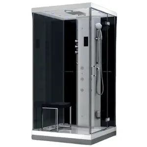 Steam shower cabin AMUE AMUE-H1000-21R Black 100×100×217 cm, steam function, enclosed cubicle