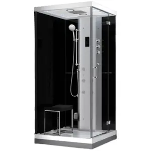 Steam shower cabin AMUE AMUE-H1000-22R Black 100×100×217 cm, steam function, enclosed cabin