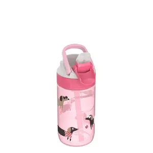 Izolēta pudele Kambukka Lagoon Diva Dogs 400 ml — pasteļrozā, hermētiska, ar salmiņu, piemērota trauku mazgājamajai mašīnai