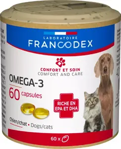 FRANCODEX Omega-3 anti-inflammatory capsules for dogs and cats, 60 capsules
