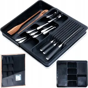 Cutlery Drawer Organizer Vilde expandable insert black 40 x 31 cm