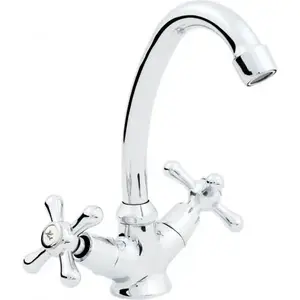 Смеситель для раковины Hydroland Retro напольный хром — однорычажный, высокий излив