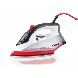 Tvaika gludeklis Techwood TFV-2405C 2400 W Keramiskā pamatne Melns Sarkans Balts