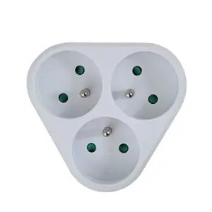3-socket electrical adapter ESPERANZA ELK303W, Type E plug, 16A, 220–240V, grounded, white