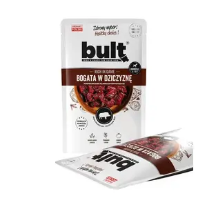 Mitrs suņu barības BULT Rich in Game 100 g — pilnvērtīgs ēdiens pieaugušiem suņiem, brieža gaļa, 76% mitruma, 12% olbaltumvielu, 7% tauku