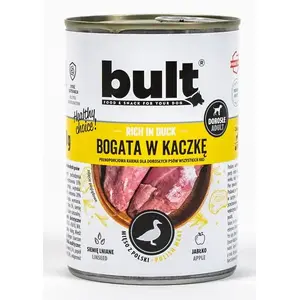 Влажный корм для собак BULT Rich in duck 800 г — полный консервированный корм, 12% белка, 6,5% жира, 77% влаги