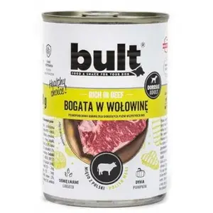 Влажный корм для собак BULT Rich in beef 800 г — полнорационный консервированный корм, 12% белка, 6.5% жира, 77% влаги