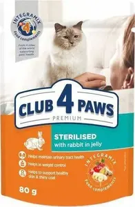 Корм для кошек пауч Club 4 Paws Club4Ł Стерилизованным Взрослым 80 г Кролик