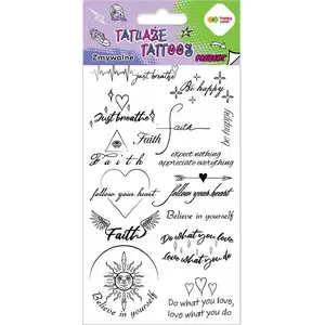 Temporary Tattoo Set BABYLISS Tatuaże zmywalne Words HAPPY COLOR - assorted designs, washable body art